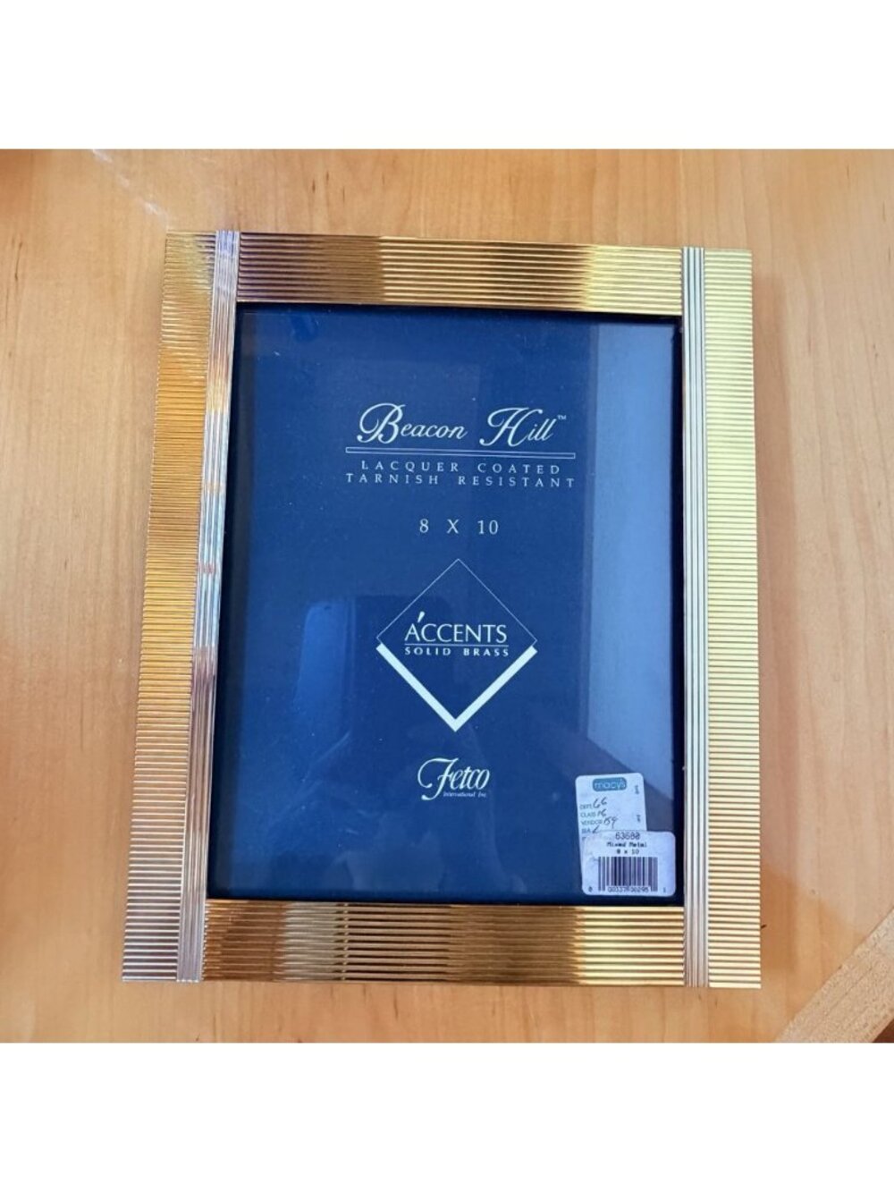 Vintage Fetco Beacon Hill Solid Brass Gold Lacquer Coated Picture Frame 8 X 10